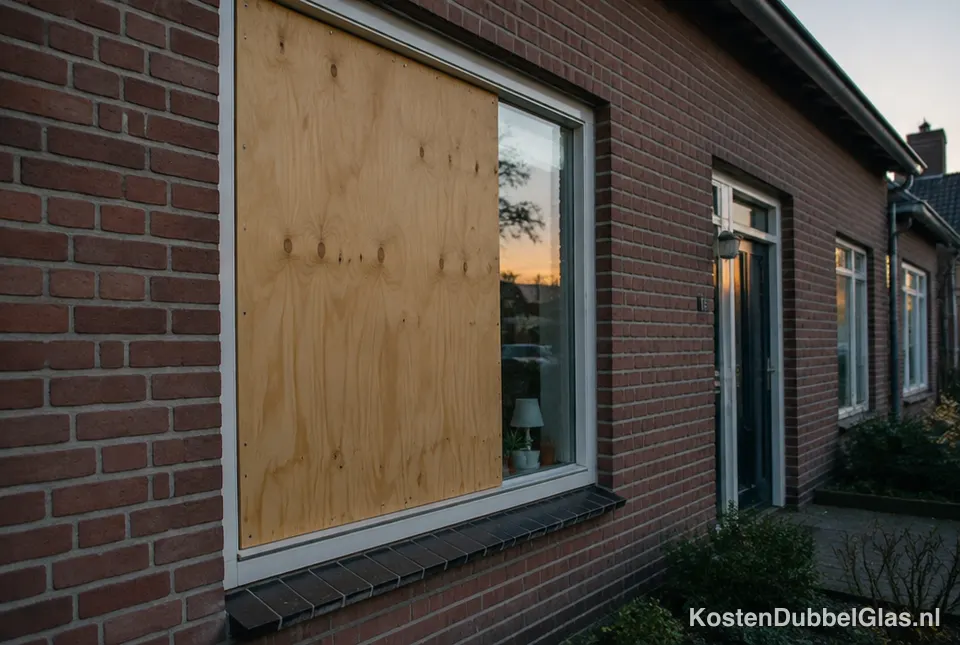 Raam tijdelijk dichtgemaakt na glasbreuk