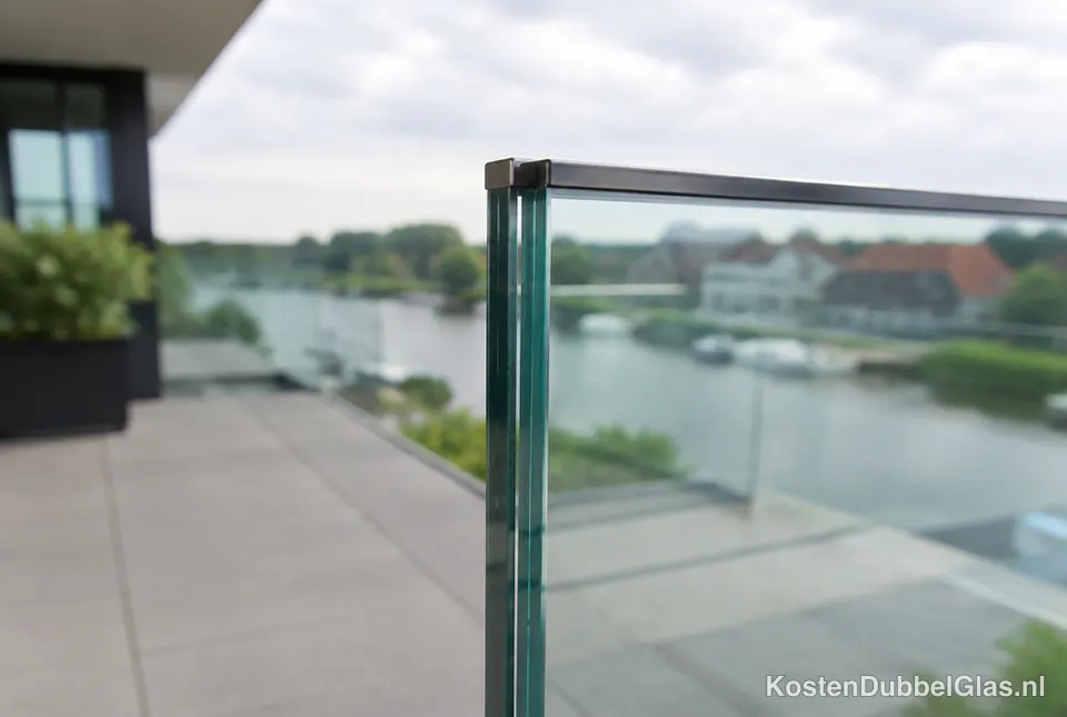 Glazen balustrade van gelaagd veiligheidsglas